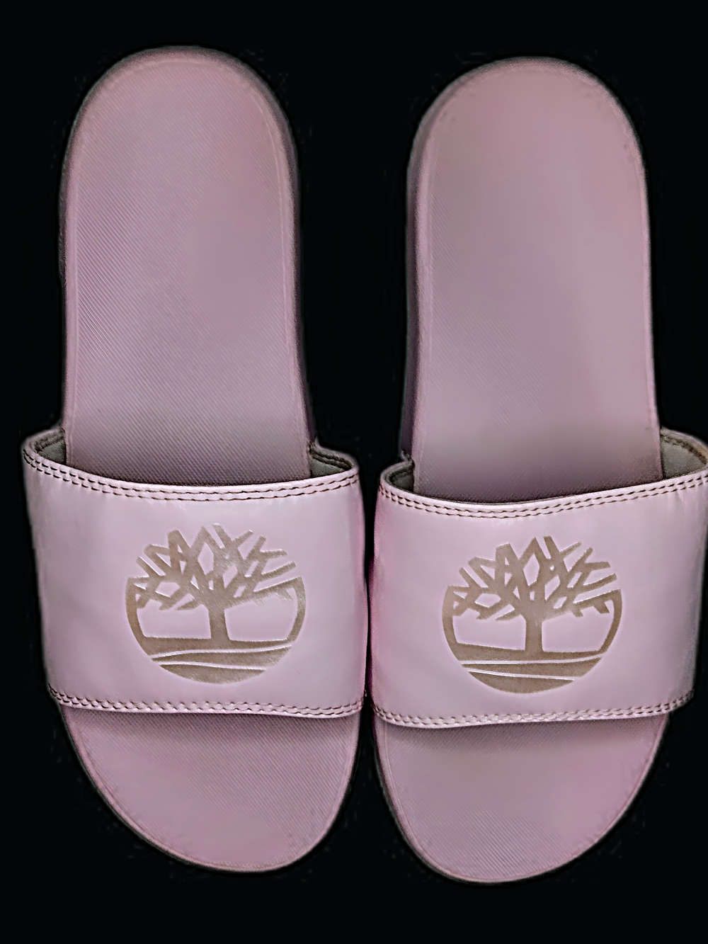 Timberland Women's Pink Playa Sands Slide Sandals Metallic Logo Sz 6 Exc Cond